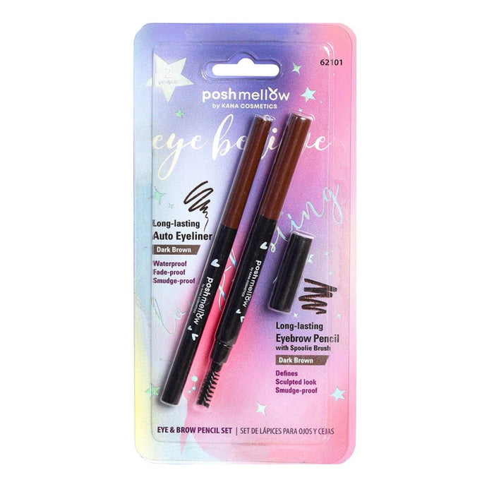 Posh Mellow Dark Brown Eye & Brow Pencil Set 2pcs - ikatehouse