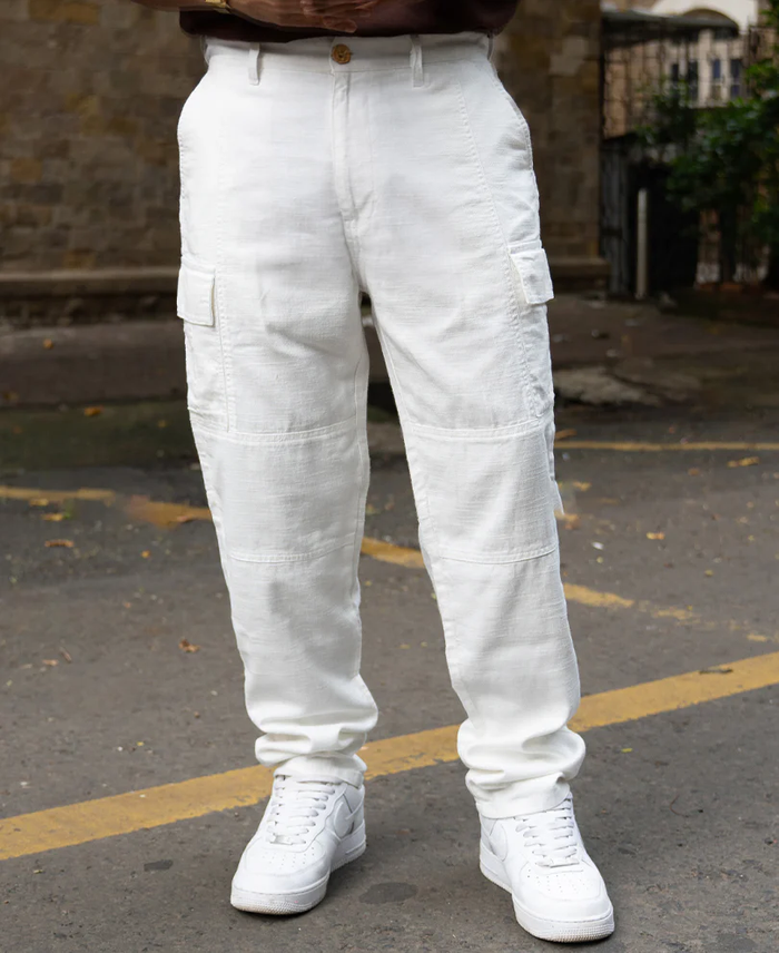 Powerlook White Cotton Cargo Pant