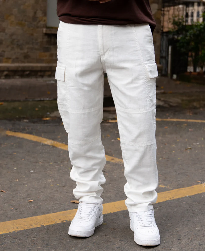 Powerlook White Cotton Cargo Pant