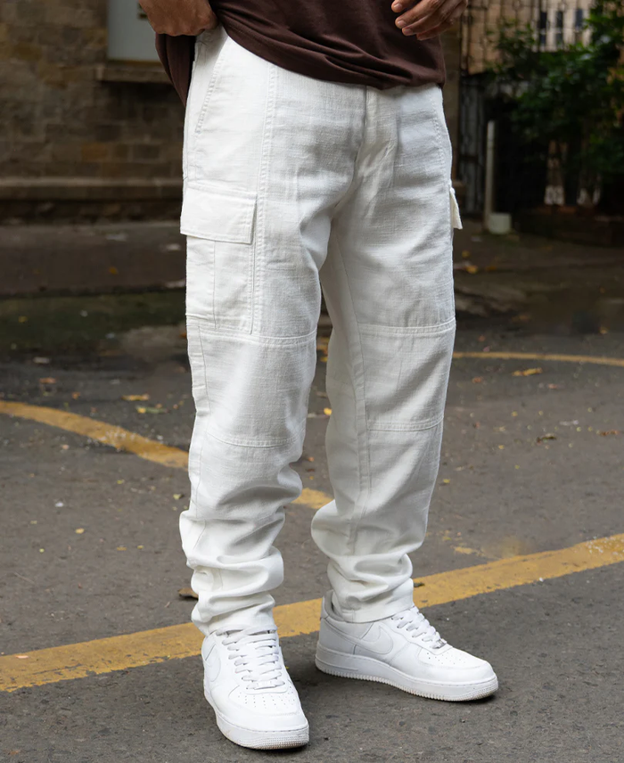 Powerlook White Cotton Cargo Pant