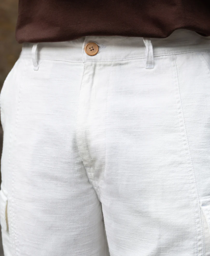 Powerlook White Cotton Cargo Pant