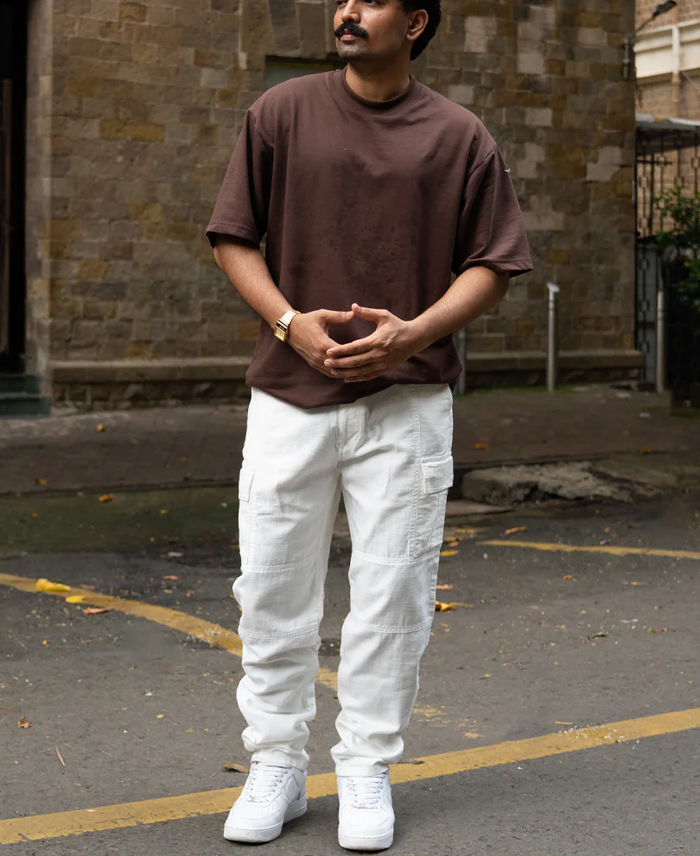 Powerlook White Cotton Cargo Pant