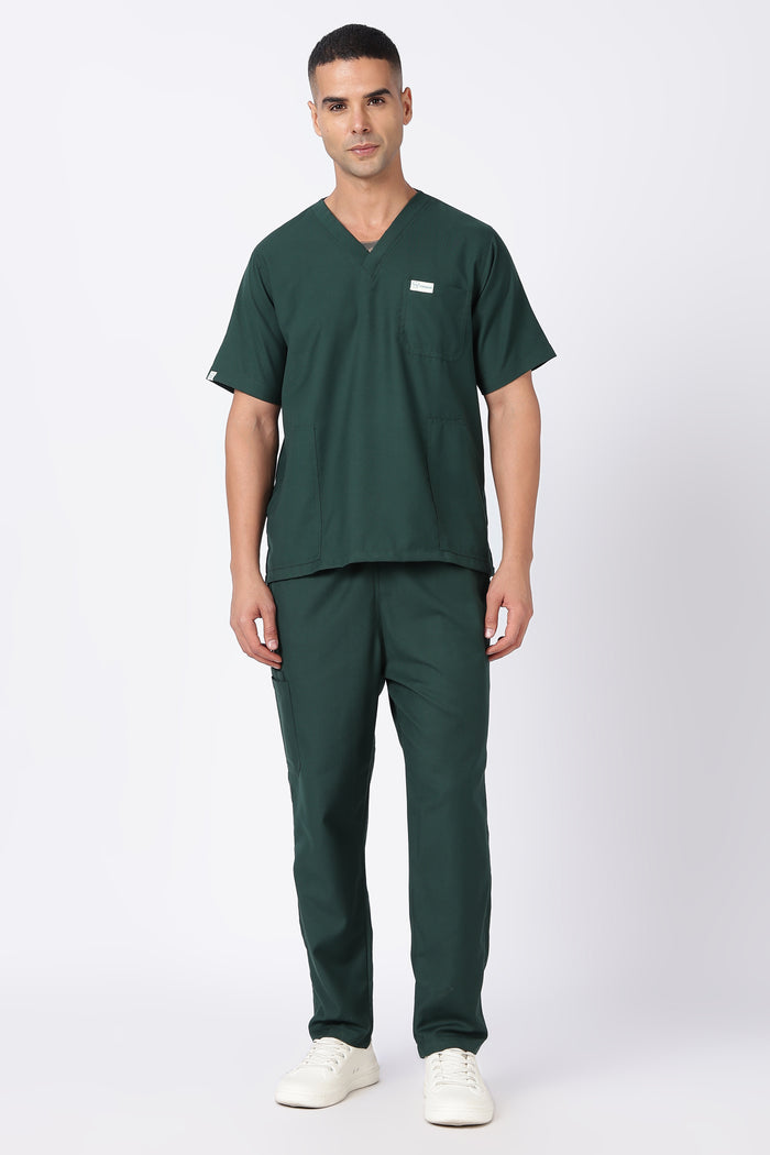 Prime – Men's V-Neck Scrub - 7 Pocket - Bottle Green