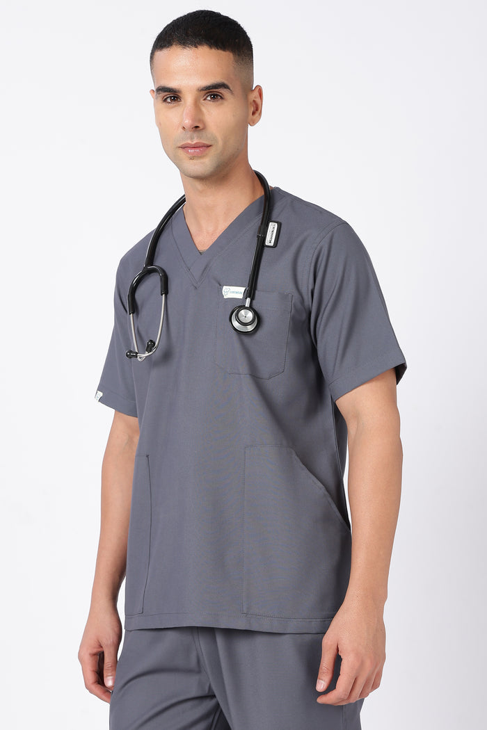 Prime – Men's V-Neck Scrub - 7 Pocket - Steel Grey