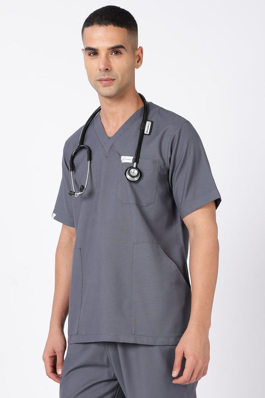 Prime – Men's V-Neck Scrub - 7 Pocket - Steel Grey
