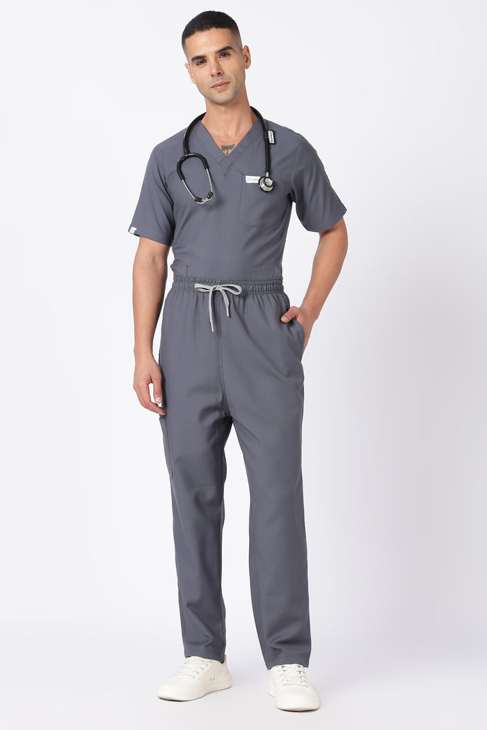 Prime – Men's V-Neck Scrub - 7 Pocket - Steel Grey