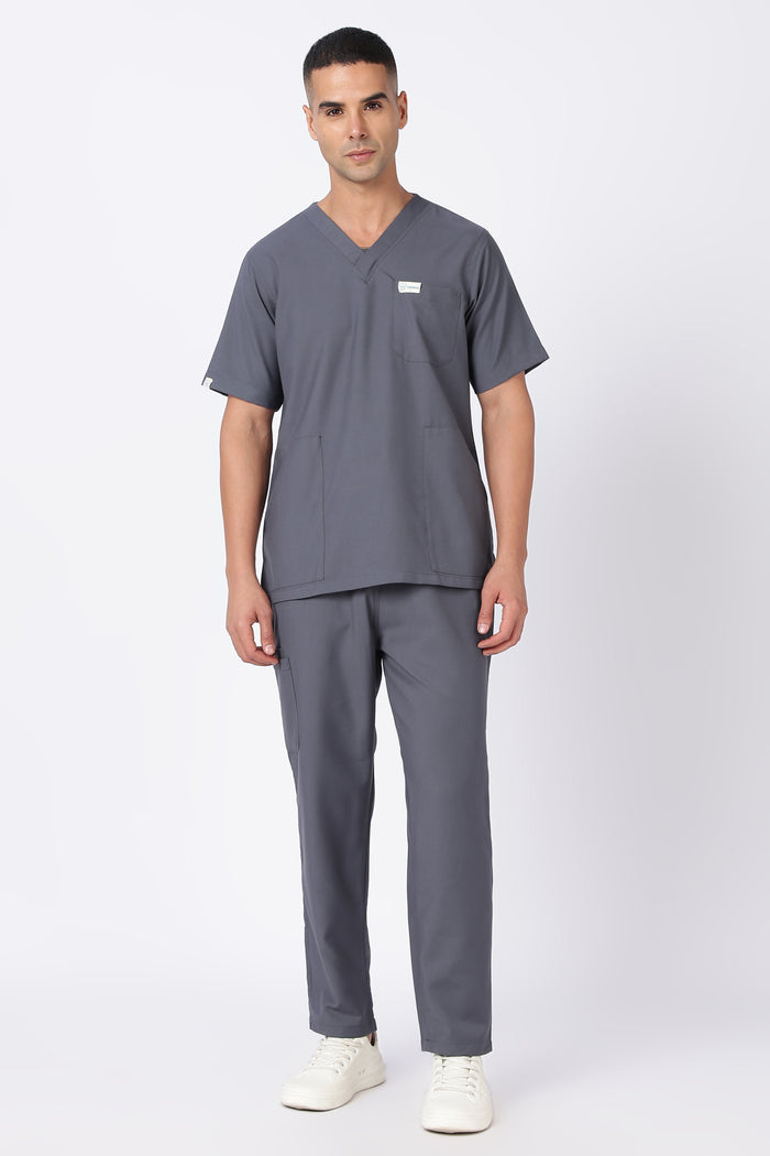 Prime – Men's V-Neck Scrub - 7 Pocket - Steel Grey
