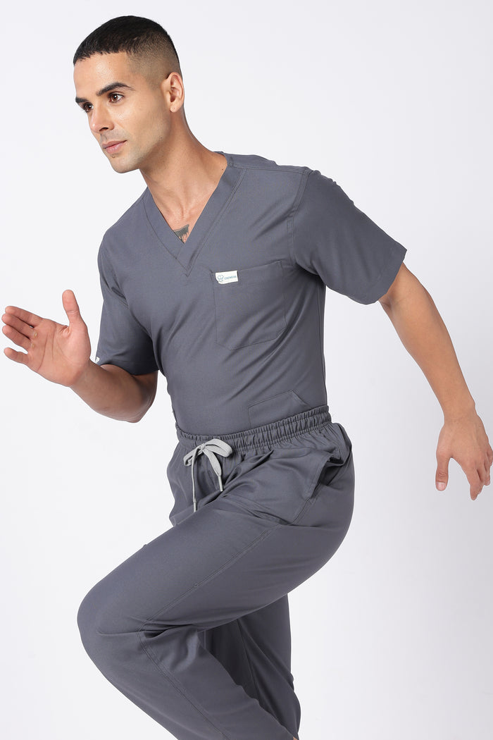 Prime – Men's V-Neck Scrub - 7 Pocket - Steel Grey
