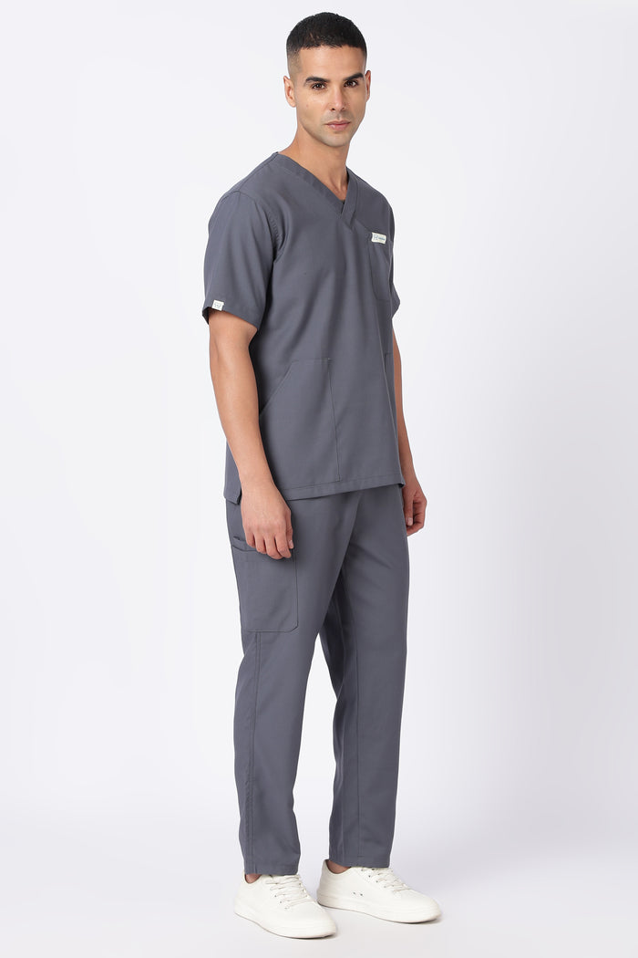 Prime – Men's V-Neck Scrub - 7 Pocket - Steel Grey