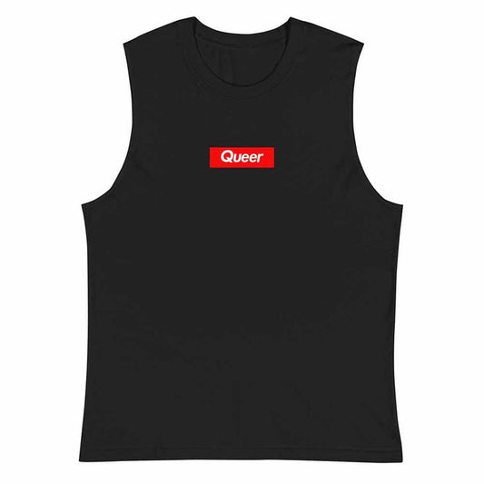 Queer Sleeveless unisex muscle T-Shirt  black