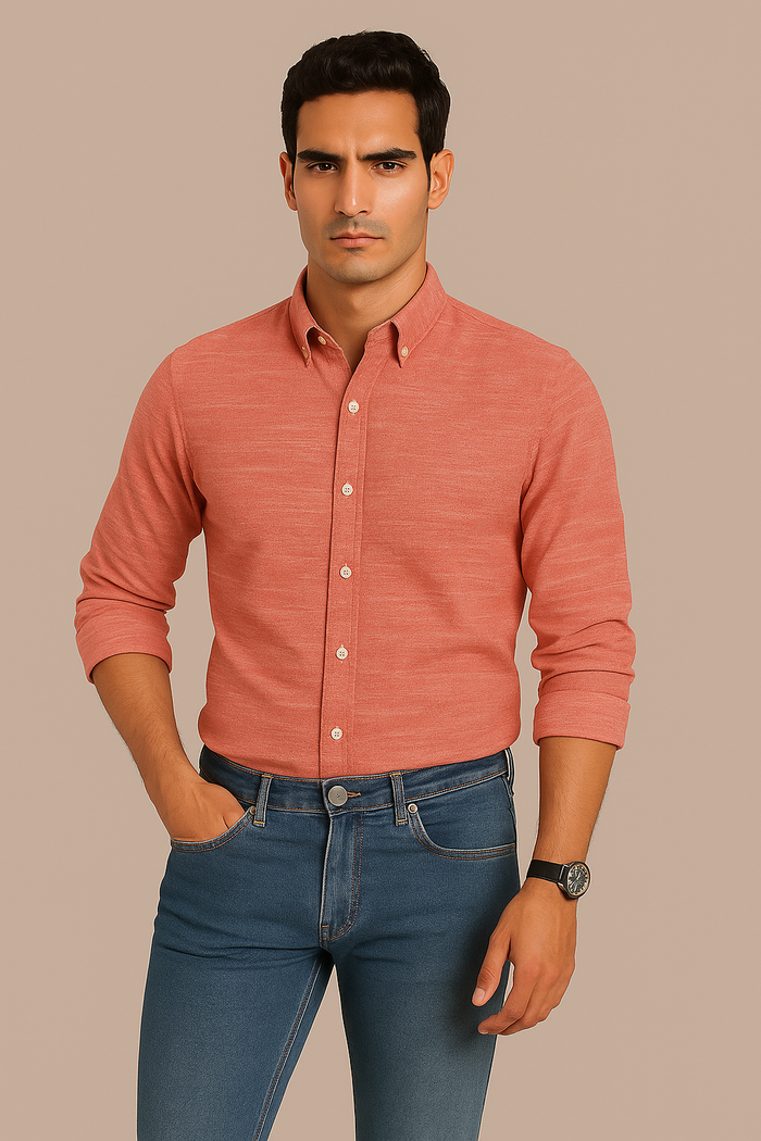 Reddish Slub Oxford Shirt