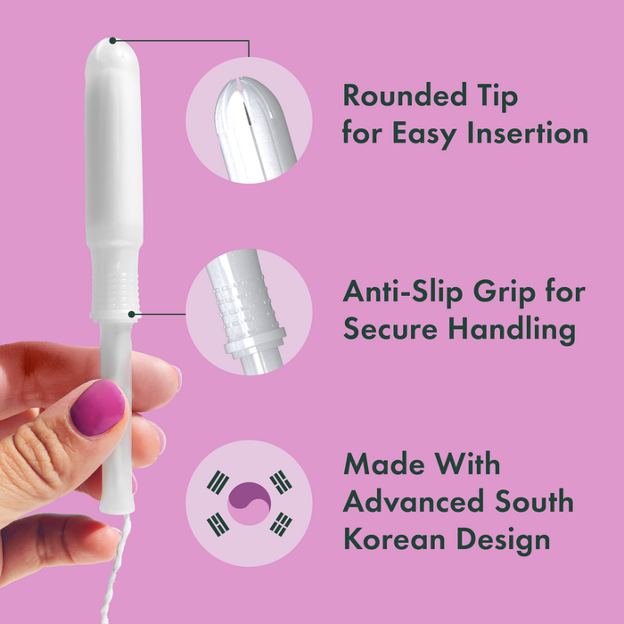 Product with rounded tip and anti-slip grip on a pink background