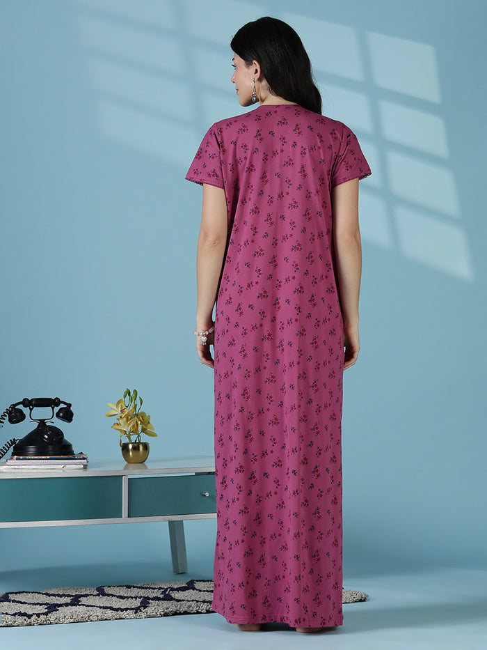 Rose floral daily wear soft sleepwear for women