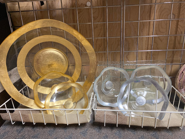Round Gold Leaf "Wave" Handmade Glass Bowl