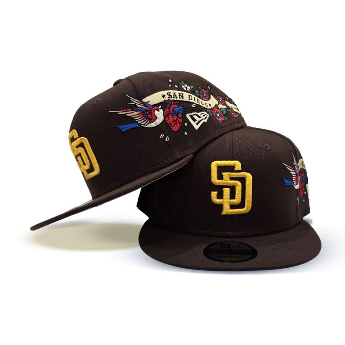 San Diego Padres Gray Bottom City Art Side Patch New Era 9Fifty Snapback - Brown