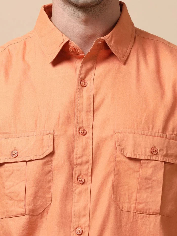 Silisoul Coral Relaxed Fit Cotton Long Sleeves Spread Collar Shirt
