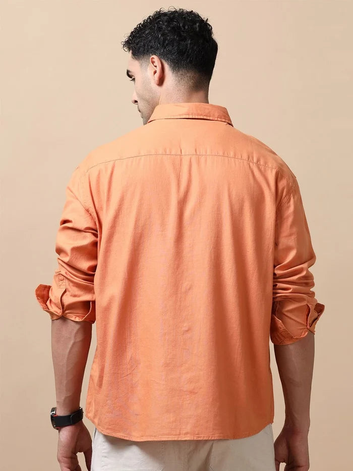 Silisoul Coral Relaxed Fit Cotton Long Sleeves Spread Collar Shirt