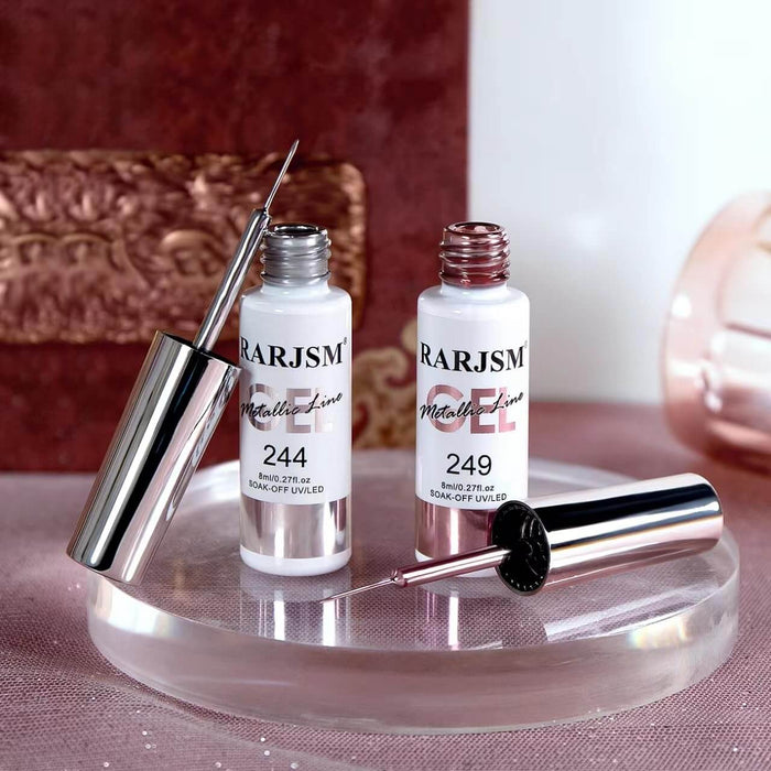 Silver and Rose Gold Mirror Chrome Metallic Nail Art Gel Liner Duo 8ml