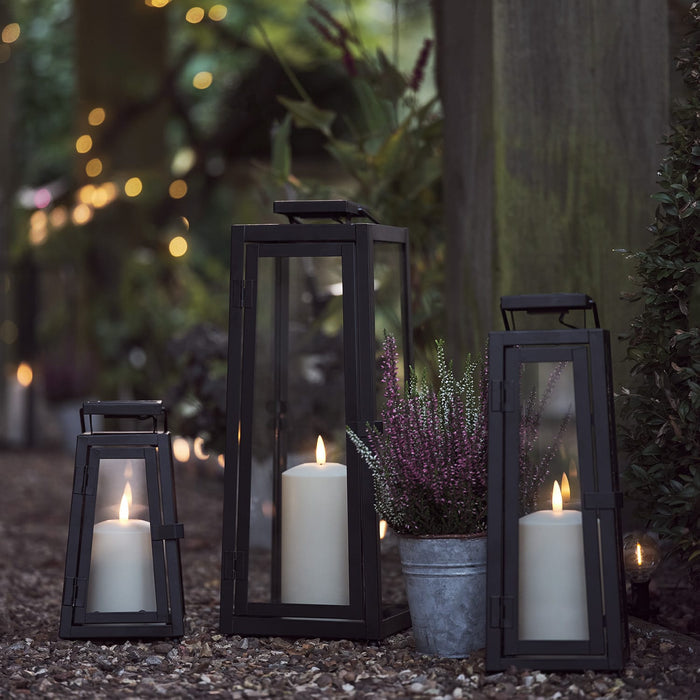 Small Porto Solar Metal Lantern with TruGlow® Candle