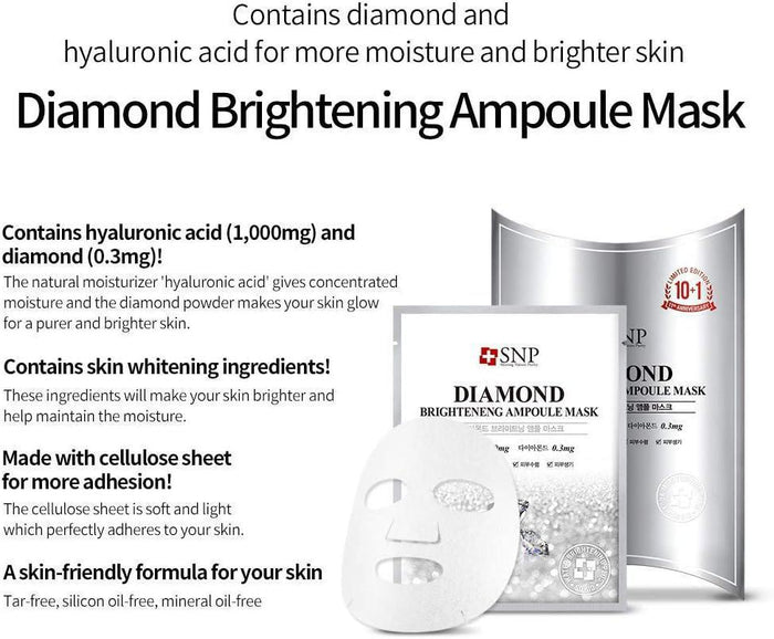 SNP Diamond Brightening Ampoule Mask 10 pcs
