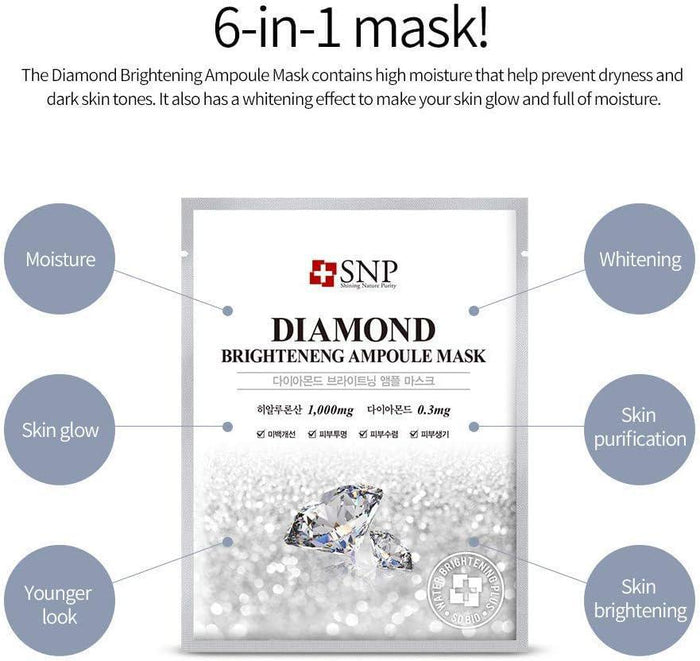 SNP Diamond Brightening Ampoule Mask 10 pcs