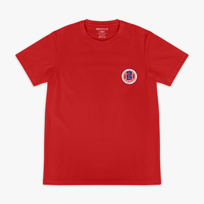 Red 4th of July baseball graphic tee Baseball Lifestyle 101 splatter