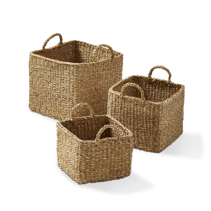 Square Basket Set of 3 Natural Seagrass Everyday