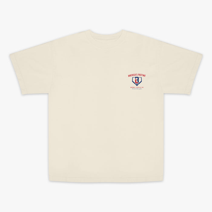 White Stadium Relaxed Bone graphic tee — front view