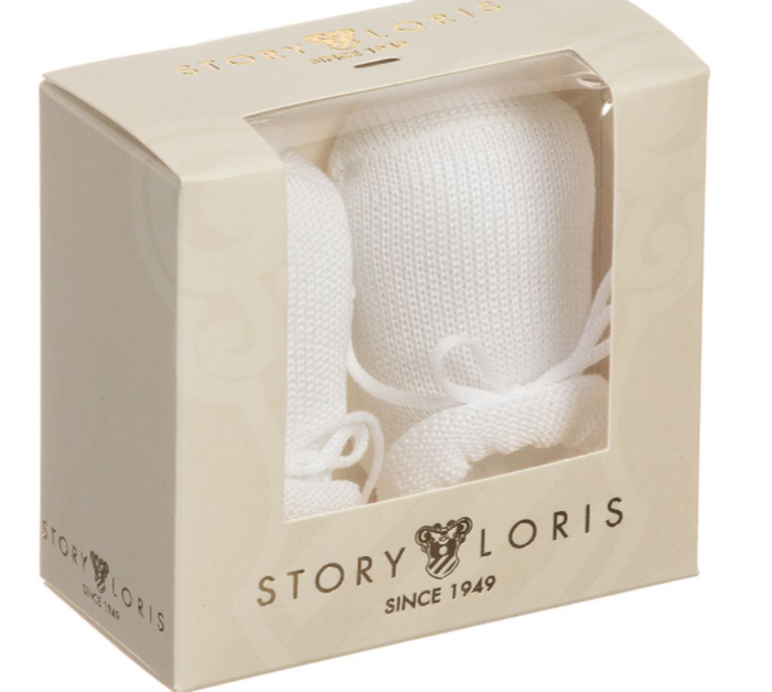 STORY LORIS white cotton baby booties
