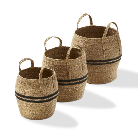 Stripe Basket Set of 3 Multi Seagrass Everyday