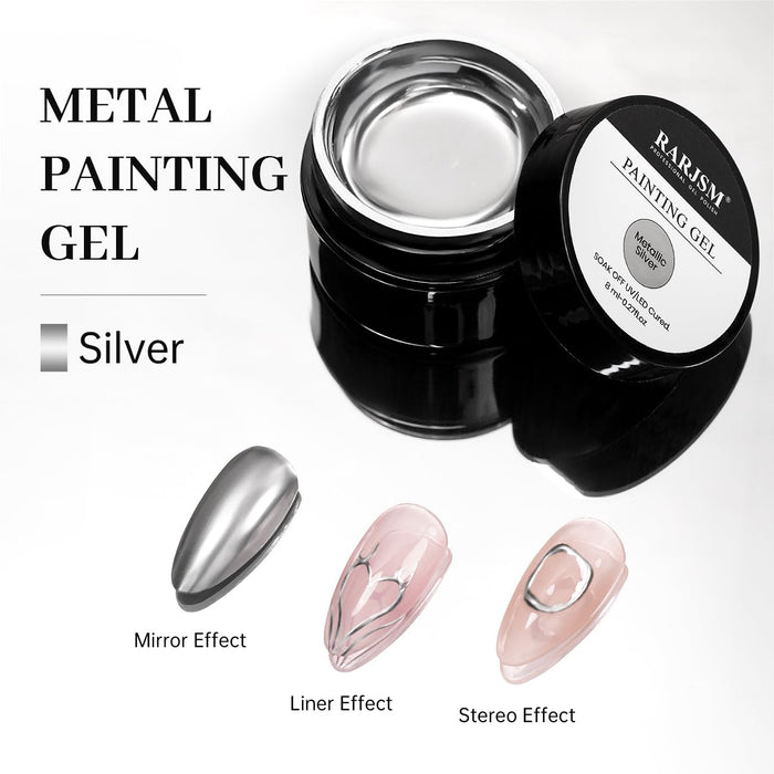 Rarjsm Metallic Mirror Chrome Silver gel nail polish $9.99