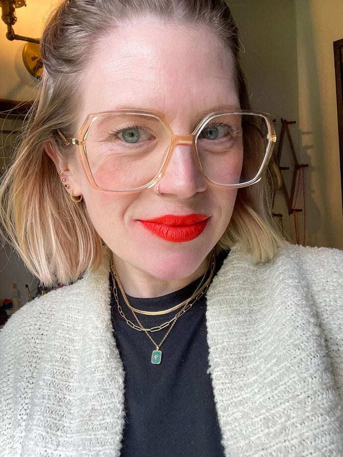 Close-up of Supernova matte lip color on model — highly pigmented