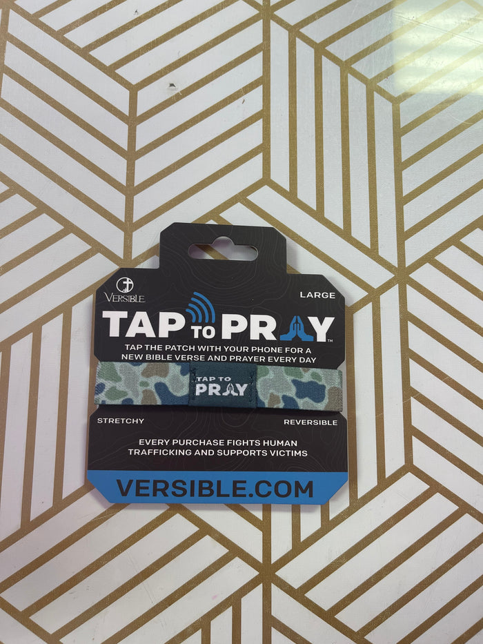 Tap To Pray® Wristband - River Rock Camo - Moss & Slate - Large