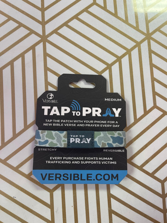 Tap To Pray® Wristband - River Rock Camo - Moss & Slate - Medium