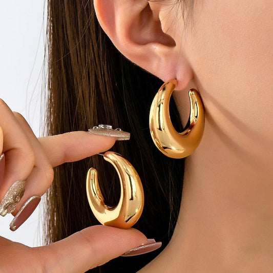 Tapered Gold-Tone Crescent Hoop Earrings GOLD