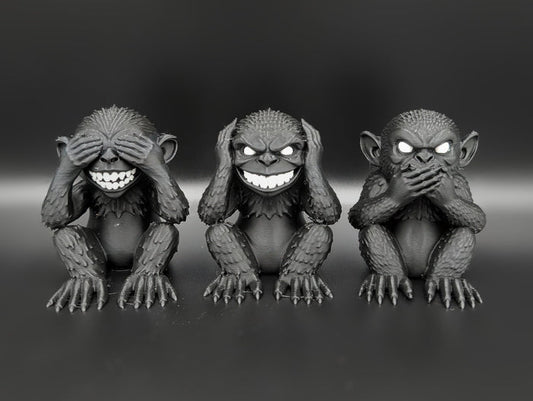 Three Wise Monkeys Dark Decor Set