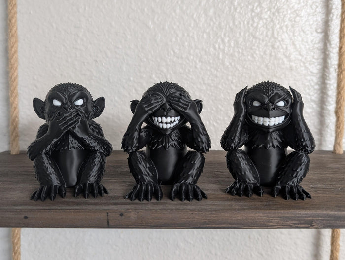 Three Wise Monkeys Dark Decor Set
