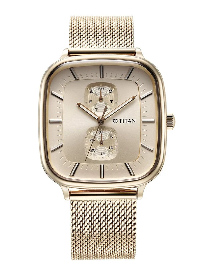 Titan Avant Garde Multifunction Analog With Champagne Dial Watch - NT90178WM01