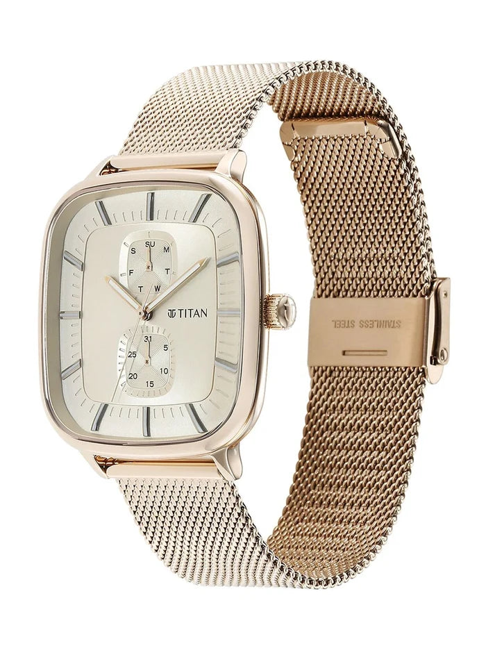 Titan Avant Garde Multifunction Analog With Champagne Dial Watch - NT90178WM01