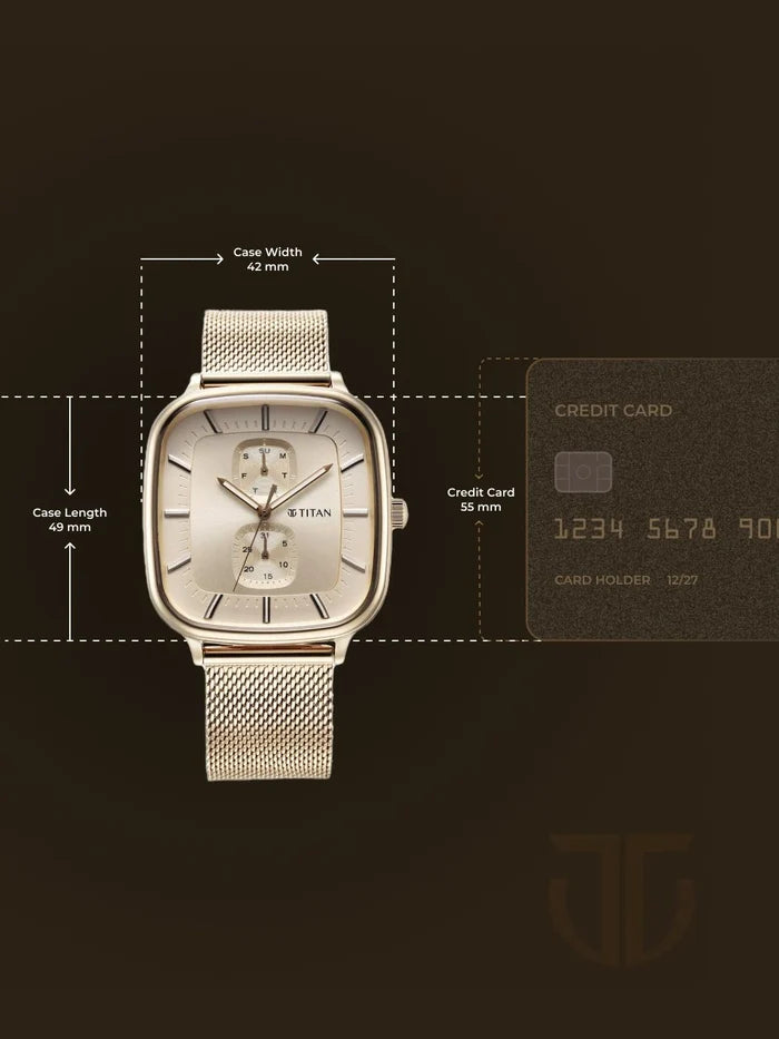 Titan Avant Garde Multifunction Analog With Champagne Dial Watch - NT90178WM01