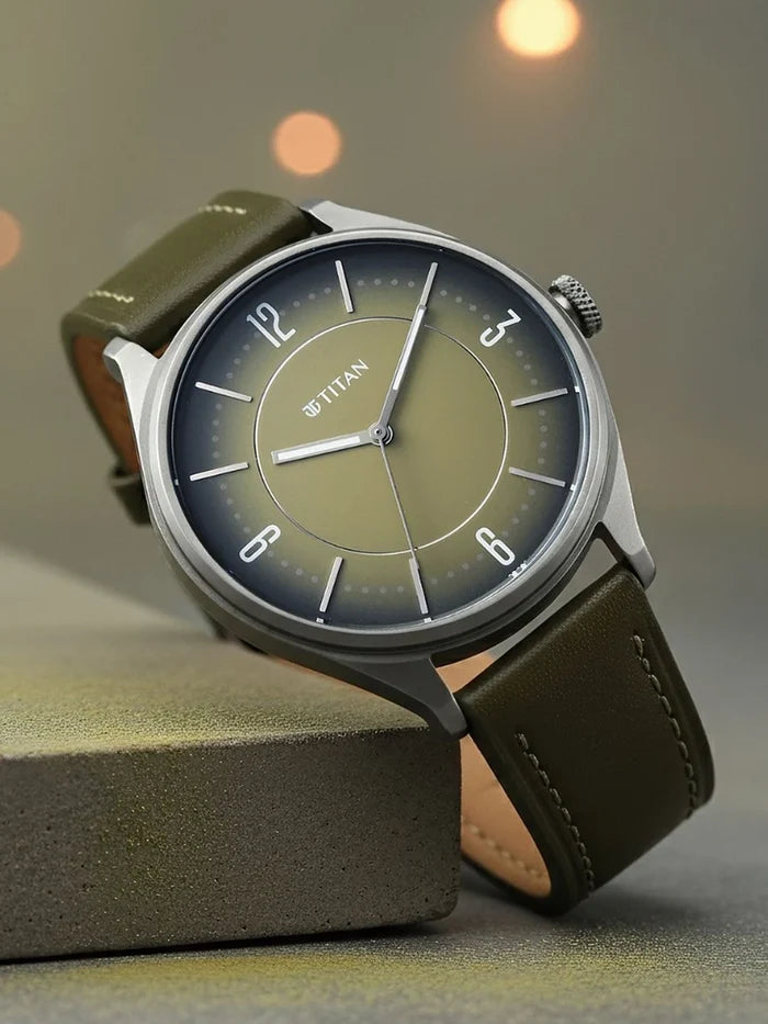 Titan Neo Basics Ii Quartz Leather Strap Analogue Watch - 1802QL05