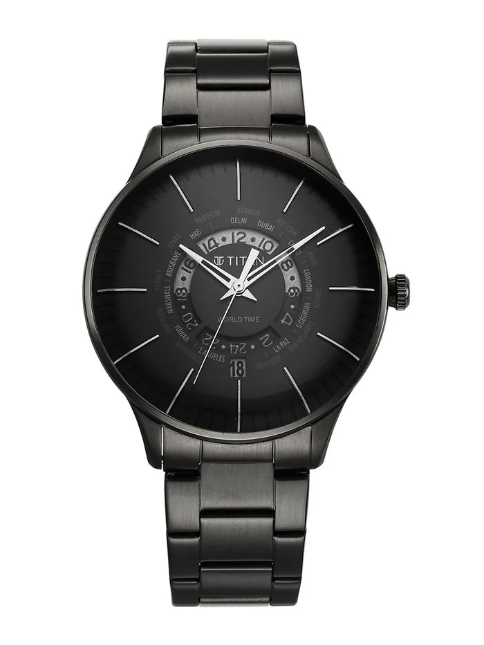 Titan Quartz Analog With Black Dial Watch - NT90145NM01