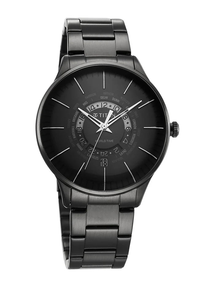 Titan Quartz Analog With Black Dial Watch - NT90145NM01