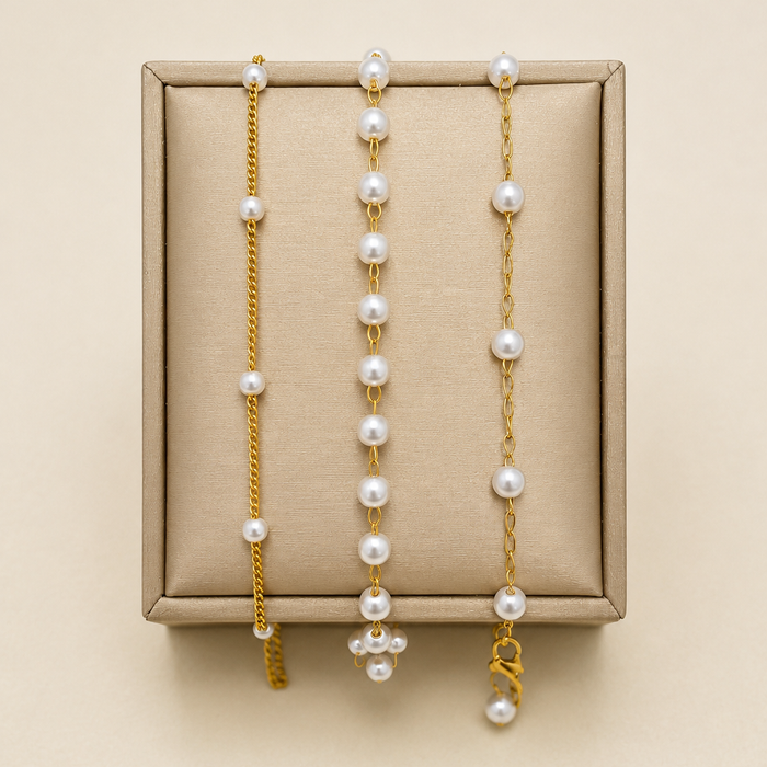 TITANIUM STEEL PEARL STATION NECKLACE 2