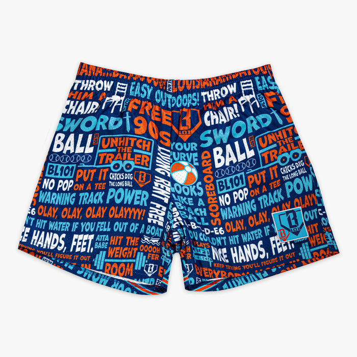 Navy Trash Talk shorts — front view