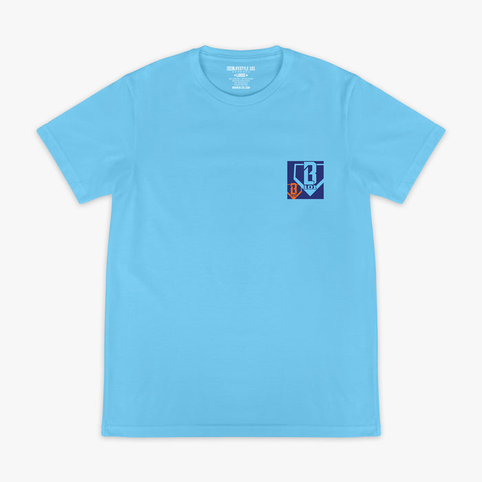 Blue Trash Talk graphic tee — front view