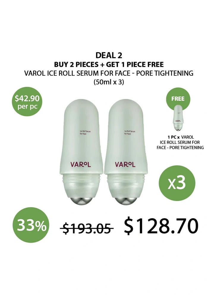 (BUY 2+1 FREE GREEN) PORE VAROL ICE ROLL SERUM