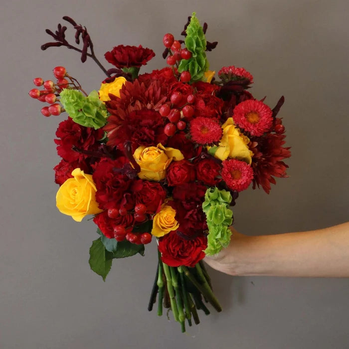 Warm Red Hearth Flower Bouquet