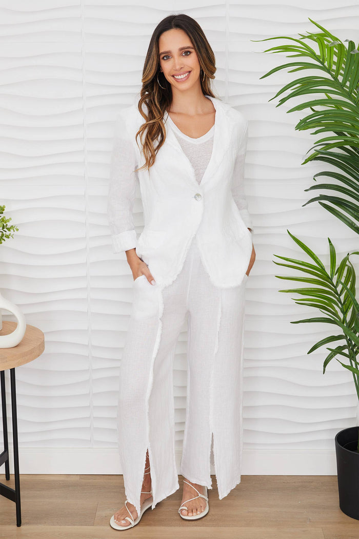 White Linen Blazer