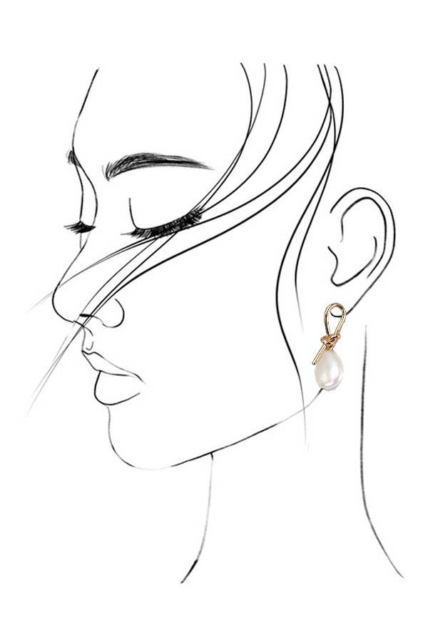 WIRED BOW WITH OPAL TEARDROP EARRINGS |GOLD